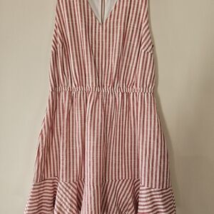 julia jordan Red and White Striped Midi Dress